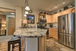 Kitchens in premier units feature granite countertops and stainless steel appliances